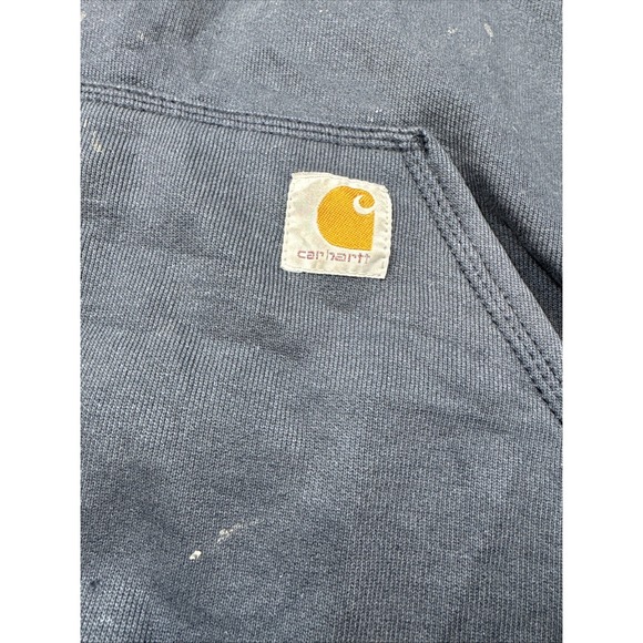 Carhartt K288 Long Sleeve Hoodie Mens L Navy Blue Distressed Workwear Grunge - Picture 11 of 16